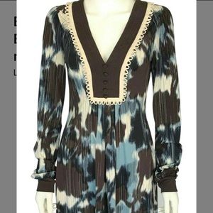 BCBG Max Azria Long Sleeve dress brown Blue S